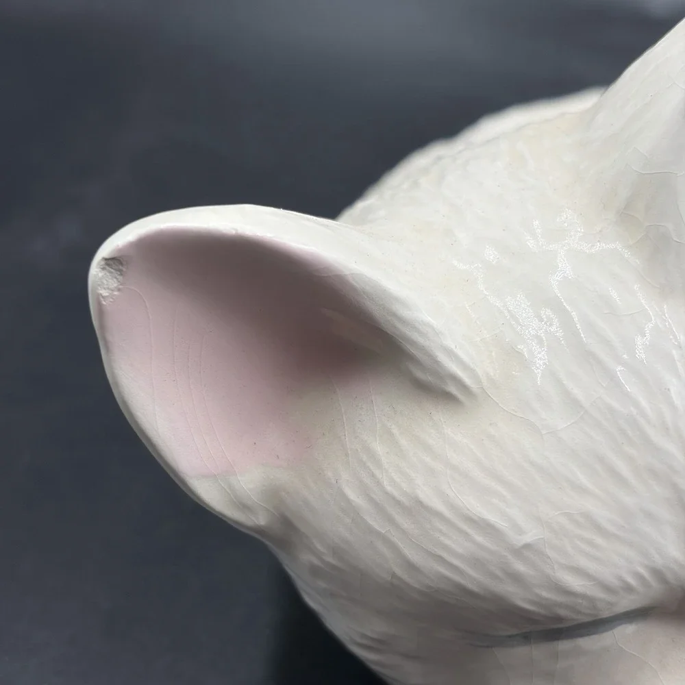 Vintage 1980 Scioto Ceramics White Ceramic Sleeping Cat Kitten Figurine